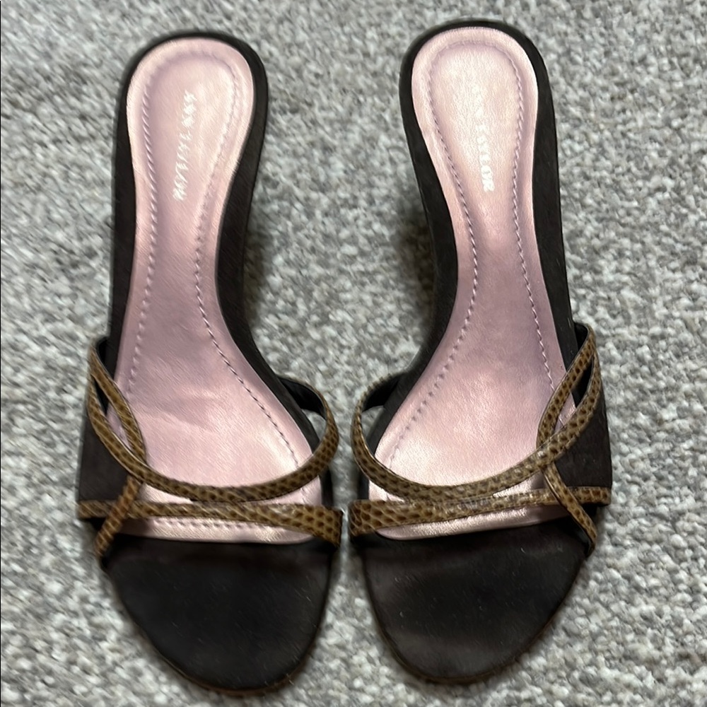 Ann Taylor Brown Heels with Open-Toe Design